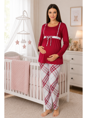 Effortt 8082 Vişne  Dantelli Lohusa Pijama Takım